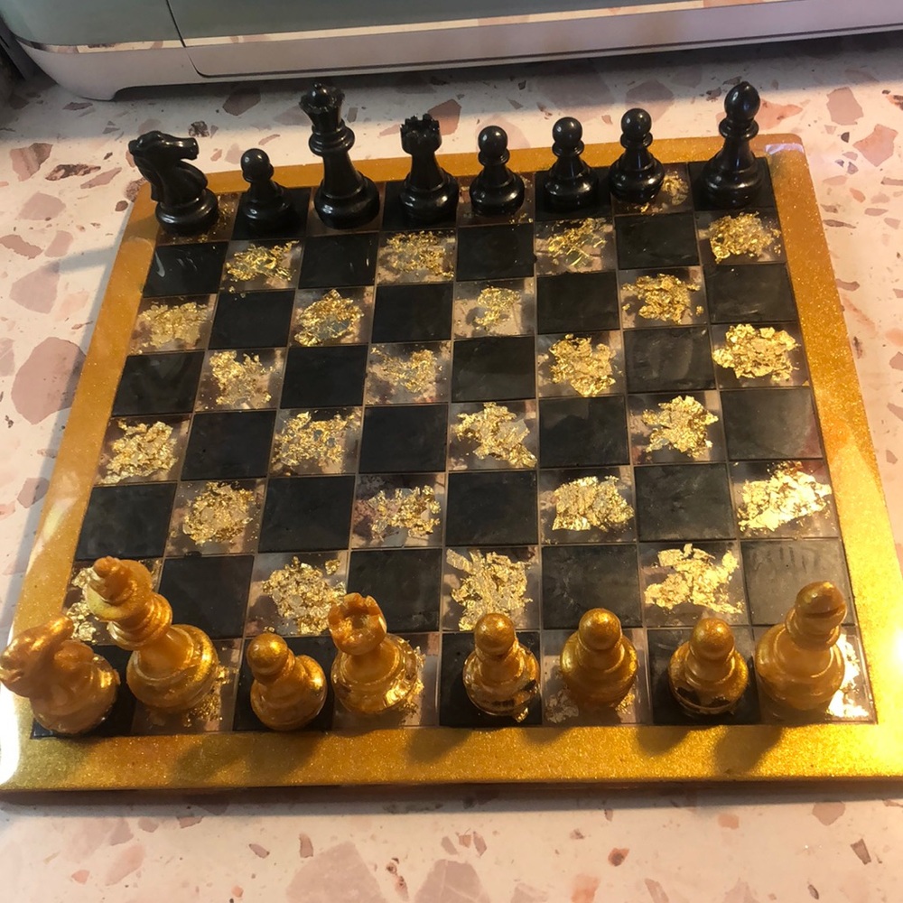 Elegant Black and Gold Checker/ Chessboard